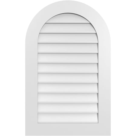 Ekena Millwork Round Top Surface Mount PVC Gable Vent: Non-Functional, w/ 3-1/2"W x 1"P Standard Frame, 24"W x 38"H GVPRT24X3801SN